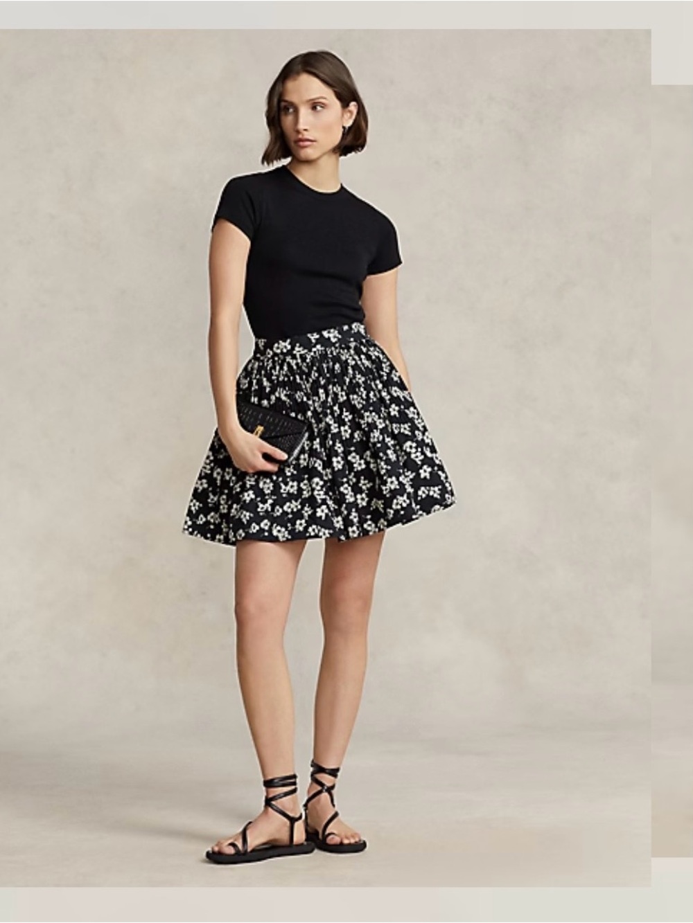 Polo by Ralph Lauren Black Floral Circle Skirt